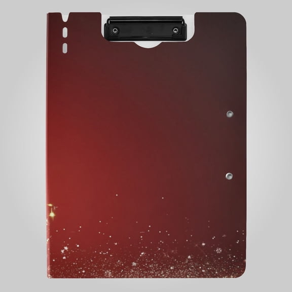 Golden Christmas Tree Red Light Ball Foldable Binder Folder Clipboard with Pen Slot Double Clips A4 Size File Storage