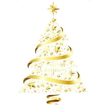 Golden Christmas Tree Window Clings Stickers for Glass Large Gold Xmas Tree Window Stickers Large DIY Static Wall Window Door Mural Showcase Decal Sticker - 23.6x35.4 inches