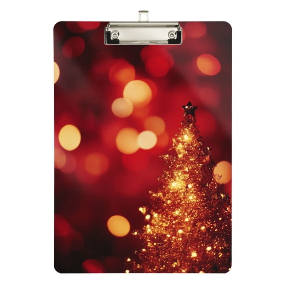 Golden Christmas Tree with Light Acrylic Clipboard Drawing Board with Hook Writing Pad File Storage A4 Size Silver 12.5" x 9"