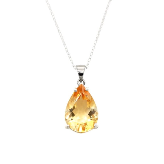 Golden Citrine Tear Drop Solitaire Pendant 925 Sterling Silver Halo Pendant Avanth garde Pendant Birthstone pendant/Necklace