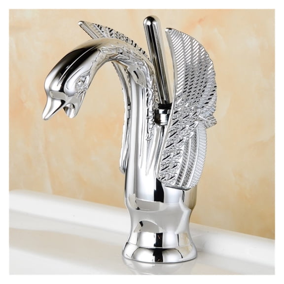 Golden Classic Bathroom Basin Faucet High Short Optional Bird Shape Bubbler Gentle Effluent Hot and Cold Water Mixer Taps ,Easy to Use