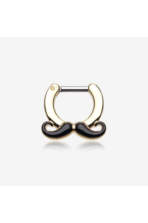 Golden Classic Mustache Septum Clicker