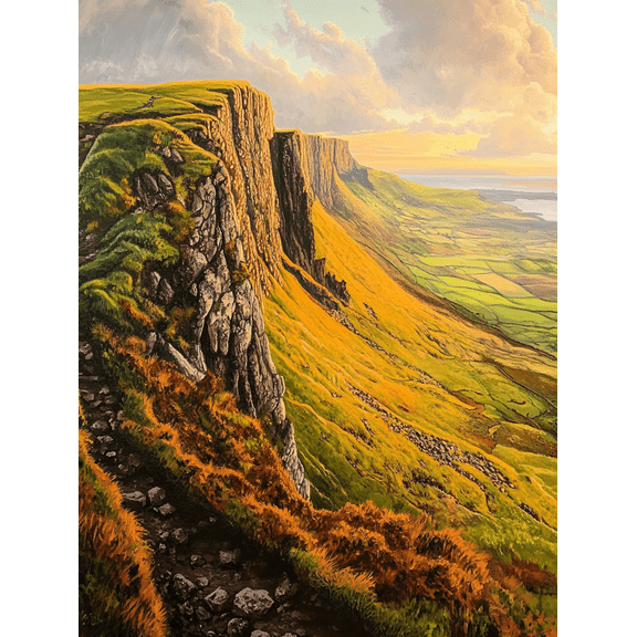 Golden Cliff Sunset Landscape Canvas Wall Art Suitable for Living Room Bedroom Office Hallway and Dining Room Decoration.