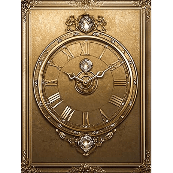 Golden Clock Decor Painting/Canvas Art Suitable for Living Room Bedroom Office Study Room Dining Room Hotel Apartment Coffee Shop Gallery Hallway Waiting Room Library Decoration.