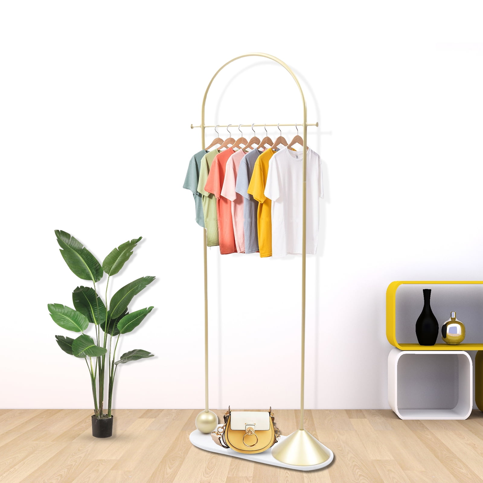 Golden Clothing Arch Rack Modern Gold Clothes Rack Portable Heavy