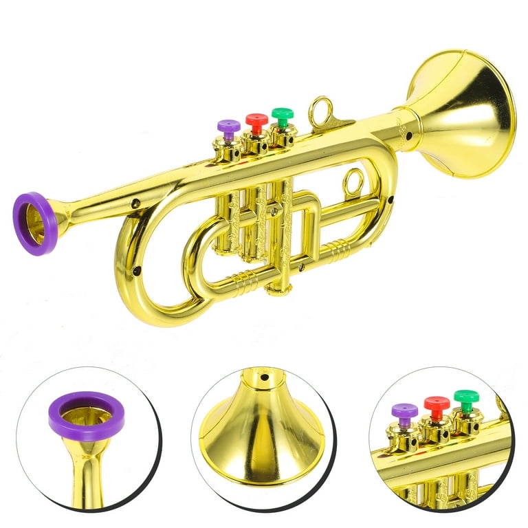 Golden Coated Trumpet Kid Wind Instrument with 4 Color Keys Full Loud Sound Early Education Toy Plastic Trumpet Gift Easy to Learn for Boys Girls Walmart