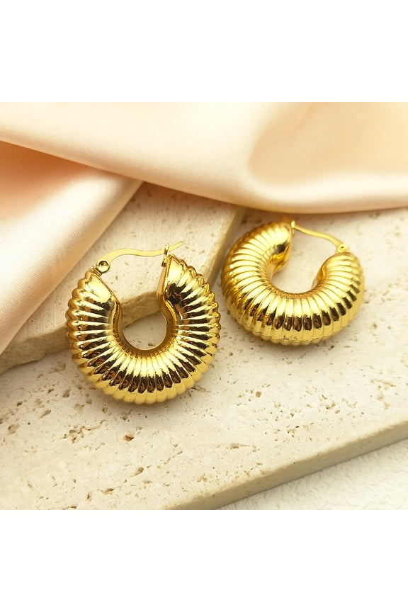 Golden Color Geometric Thread Earrings Fashion 14K Yellow Gold Women's Earrings Popular Party Gift