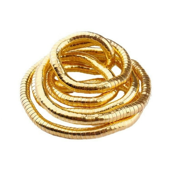 Golden Color Snake Chain Necklace for Women, 6x900mm Flexible Wrap Necklace with Hinge Design, Random Shape Fashion Jewelry for Daily Wear or Special Occasions - Clearance