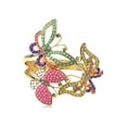 thumbnail image 1 of Golden Colorful Wide Wings Spread Bead Butterfly Trio Crystal Rhinestone Bangle, 1 of 5
