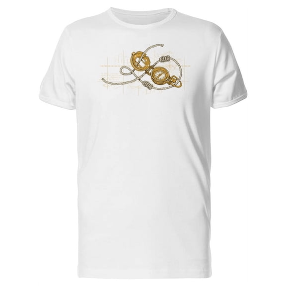Golden Compass On A Map And Rope Tee Men's -Image by Shutterstock