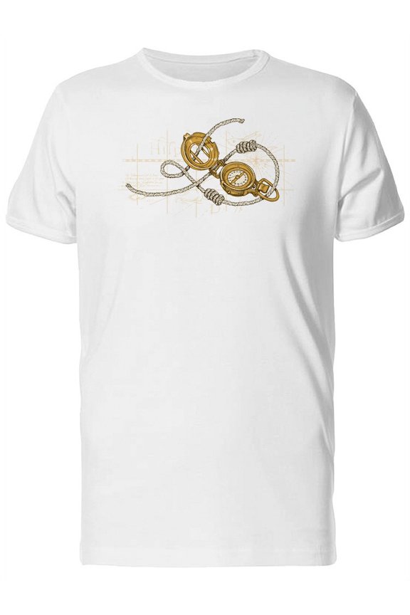 Golden Compass On A Map And Rope Tee Men's -Image by Shutterstock
