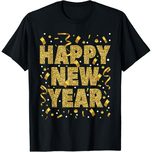 Golden Confetti - New Year's Eve Happy New Year T-Shirt Tops Tee