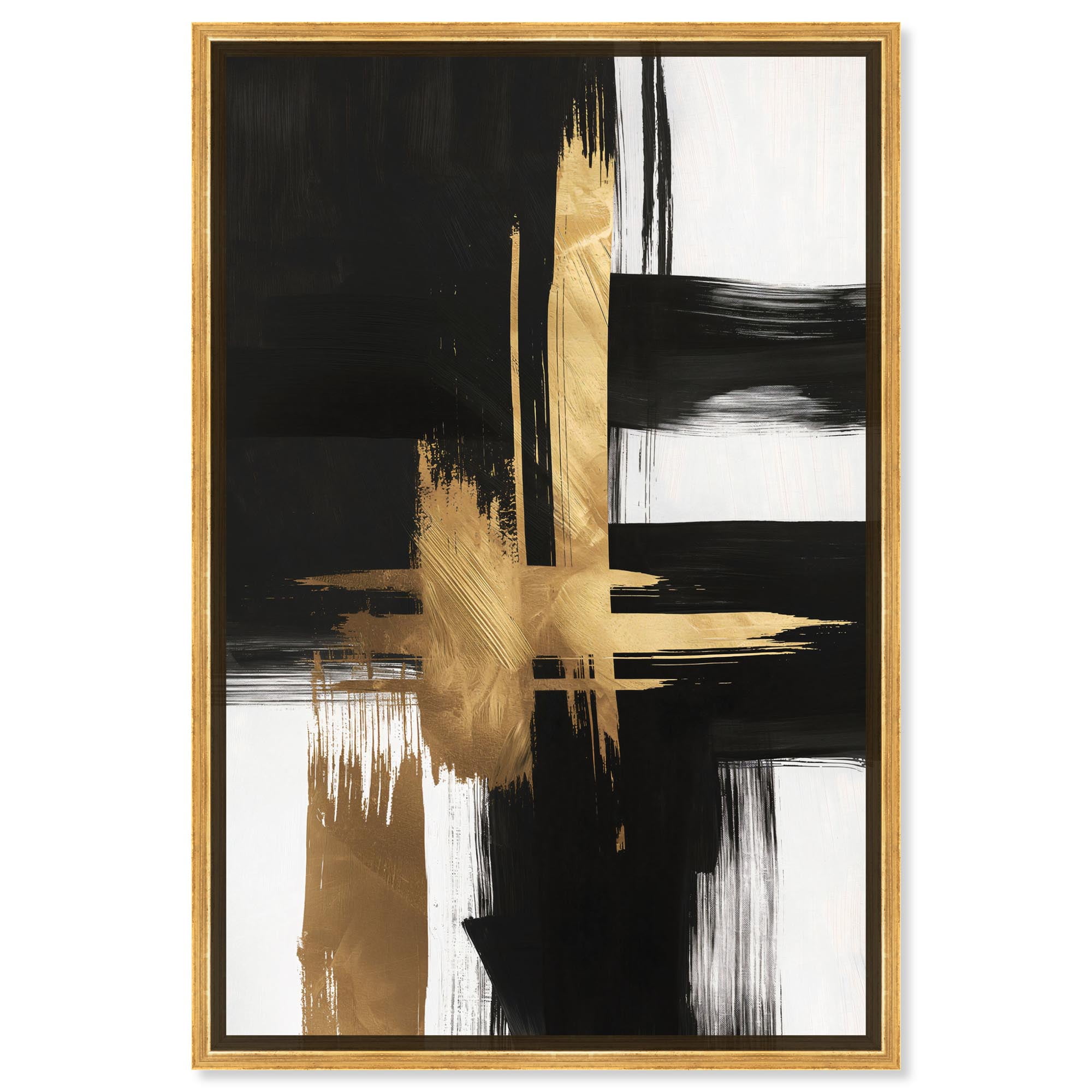 Golden Abstract Canvas Print with Gold Leaf Frame, 24" x 36"