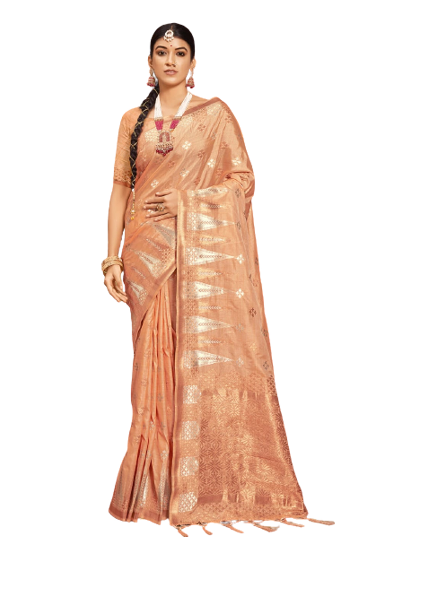 Dark Brown/Grey Copper Zari Kanchi Soft Silk Saree & Blouse – ViBha