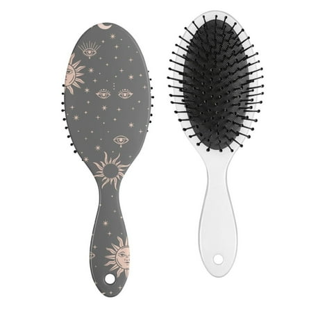 Golden Cosmic Hair Detangler Brush - No-Pull Paddle Brush for Long Hair, Spiritual & Witchy Aesthetic