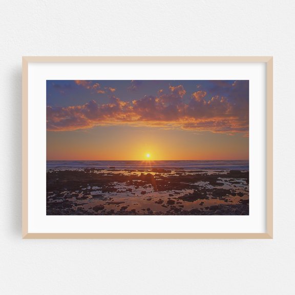 Golden Cove - Palos Verdes Estates California Photography Sunset Seascape Nature Ocean Landscape Scenic Beach Oak Framed Wall Art Print 5 x 7 inches