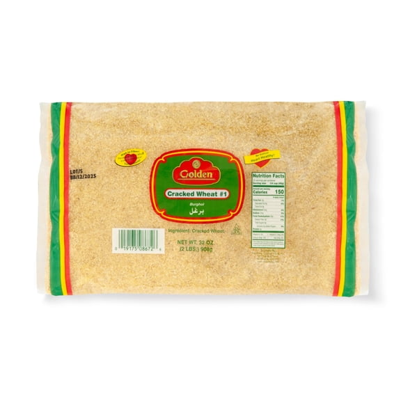 Golden Cracked Wheat #1 (Fine Bulgur) 32 oz (2 lb) Packet | Burghol Grain for Tabbouleh, Pilafs, Soups, Salads & Everyday Cooking