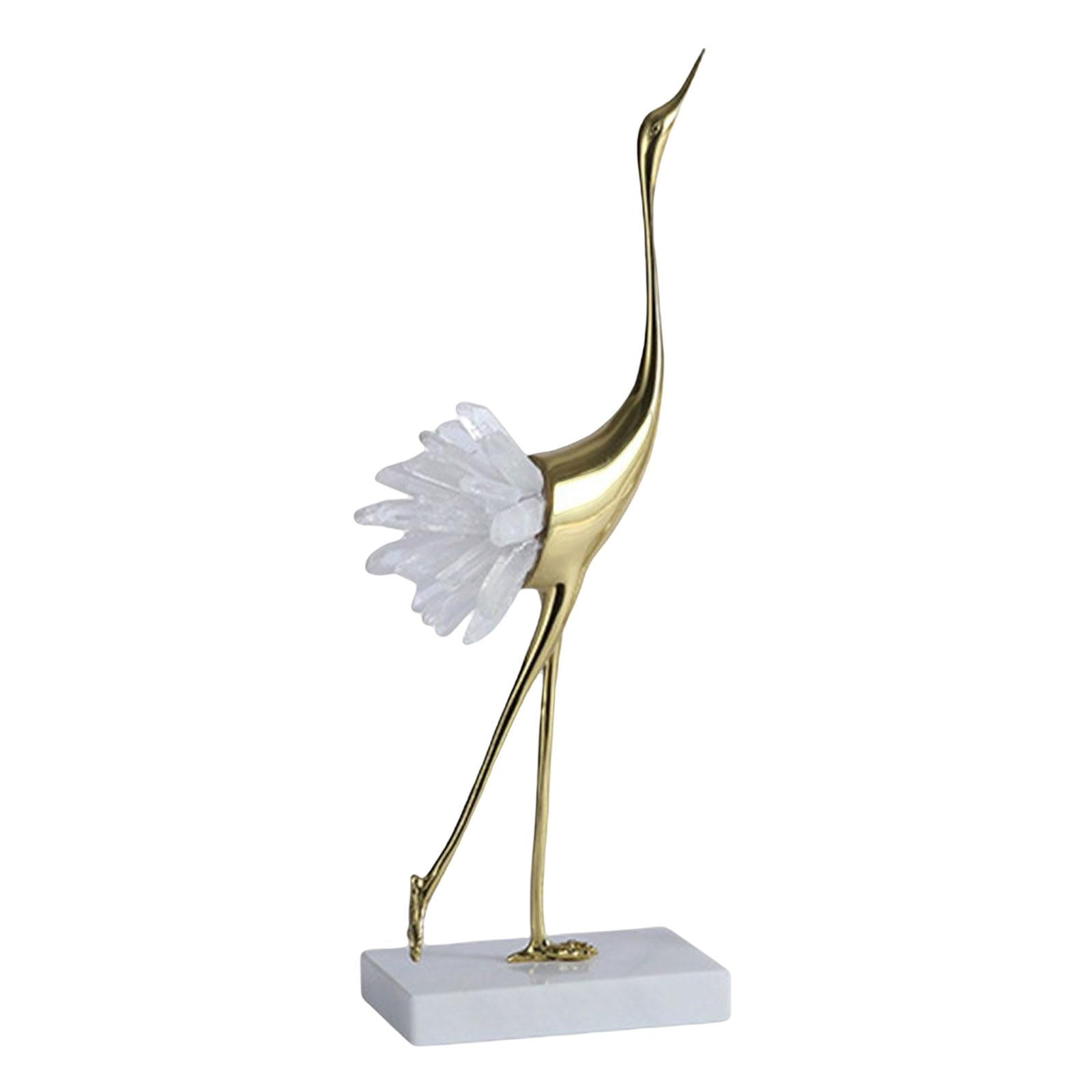 Golden Crane Statue Animal Bird Modern Minimalist Luxury Sculpture Figurine Ornament for Home Shelves Bedroom Decoration Style B