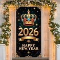 thumbnail image 1 of Golden Crown Happy New Year Banner Jeweled Royal Crown Backdrop Starry Sky Sparkling 2026 Celebration Display for New Year Party Holiday Celebration Indoor Decoration, 1 of 9