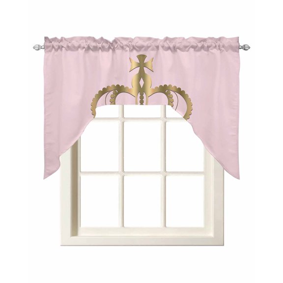 Golden Crown Kitchen Swag Valances for Windows, Pink Modern Minimalist Abstract Art Swag Valances Curtains for Living Room, Rod Pocket Window Treatments for Bathroom, Bedroom, Cafe, 56"x36"