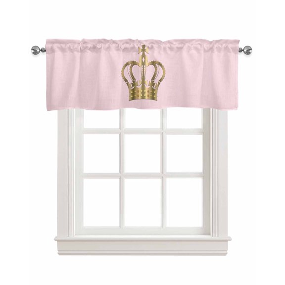 Golden Crown Kitchen Valances for Windows Farmhouse Linen Window Valance Curtain for Living Room Window Treatment Pink Modern Minimalist Abstract Art Valance Rod Pocket Topper Drape, 42 x 12 Inch