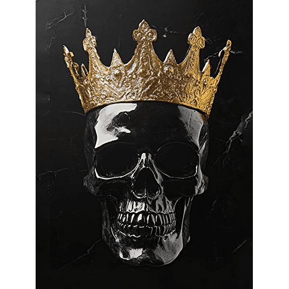 Golden Crown Skull Decorative Painting/Canvas Art Perfect for Living Room Bedroom Office Bar Study Gothic Theme Decor and Spooky Art Collection Cool and Edgy Home Accent