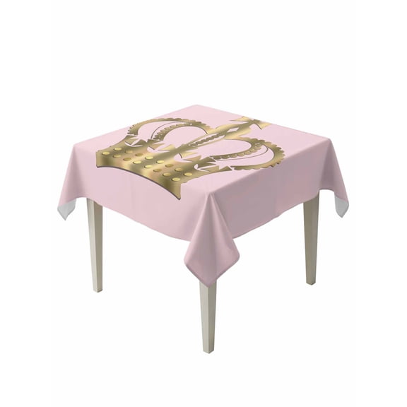 Golden Crown Table Cloth, Waterproof Tablecloth for Square Tables, Pink Modern Minimalist Abstract Art Reusable Washable Fabric Table Cover for Restaurant Kitchen Dining Tables 54"x54"