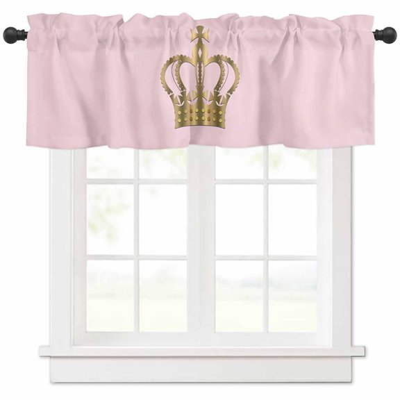 Golden Crown Valances for Windows Farmhouse Kitchen Curtains Valances Rod Pocket Valance Curtains for Kitchen Windows Pink Modern Minimalist Abstract Art Window Valances for Bathroom Bedroom 42"x12"