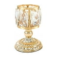 thumbnail image 1 of Golden Crystal Candlestick Holder Metal Base Tabletop Decor For Dining Room Home Ambiance Candle Display 15.5X10X10Cm, 1 of 9