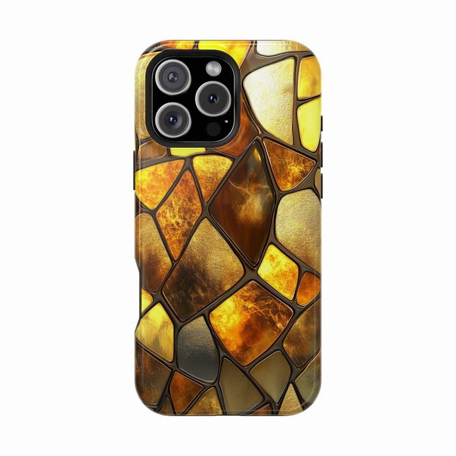 Golden Crystal Glow Stained Glass Elegant Pattern Case for iPhone 17 16 ...