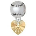 thumbnail image 1 of Golden Crystal Heart - Softball Charm Bead, 1 of 1