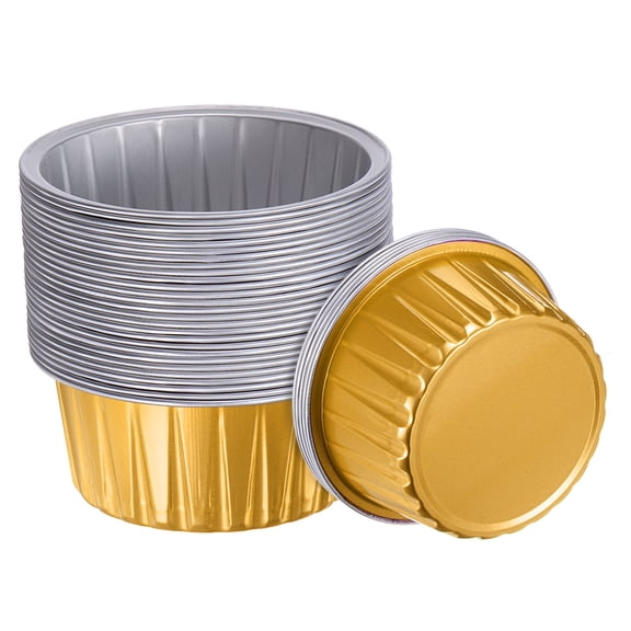 Golden Cupcake Cups, 50pcs 66x36x85mm Aluminum Foil Standard Cupcake Liners
