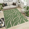 thumbnail image 1 of Golden Curved Stripes Area Rugs, Green Background Soft Washable Carpet, Upholstery Rug With Non-Slip Backing For Kids Boys Girls Bedroom Living Room Dining Room Study 4 x 5ft, 1 of 6