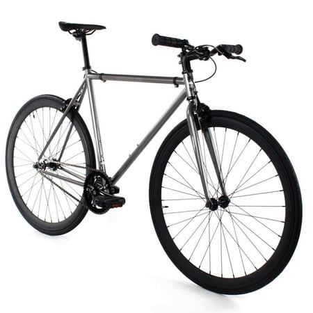 Golden Cycles Single Speed Fixie Bike – Lightweight Steel Frame, Flip-Flop Hub, 700c Wheels, Multiple Sizes & Deep V Rims (Asphalt, 59)