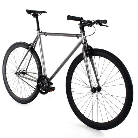 Golden Cycles Single Speed Fixie Bike – Lightweight Steel Frame, Flip-Flop Hub, 700c Wheels, Multiple Sizes & Deep V Rims (Asphalt, 52)