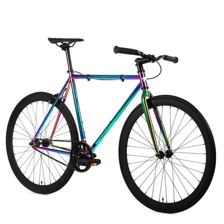 Golden Cycles Single Speed Fixie Bike – Lightweight Steel Frame, Flip-Flop Hub, 700c Wheels, Multiple Sizes & Deep V Rims (Oil Sick , 59)