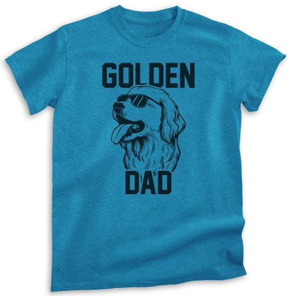 Golden Dad T-shirt, Unisex Men's Shirt, Golden Retriever Owner, Best Dog Dad Gift, Heather Blue, X-Large