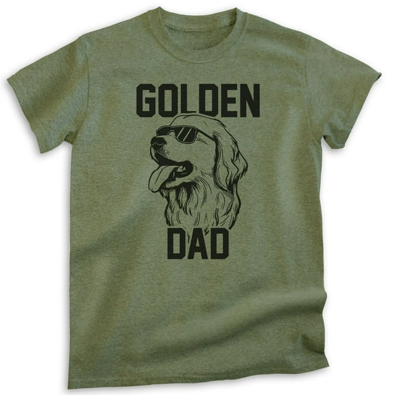 Golden Dad T-shirt, Unisex Men's Shirt, Golden Retriever Owner, Best Dog Dad Gift, Heather Military Green, Medium