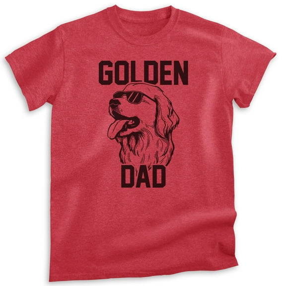 Golden Dad T-shirt, Unisex Men's Shirt, Golden Retriever Owner, Best Dog Dad Gift, Heather Red, Small