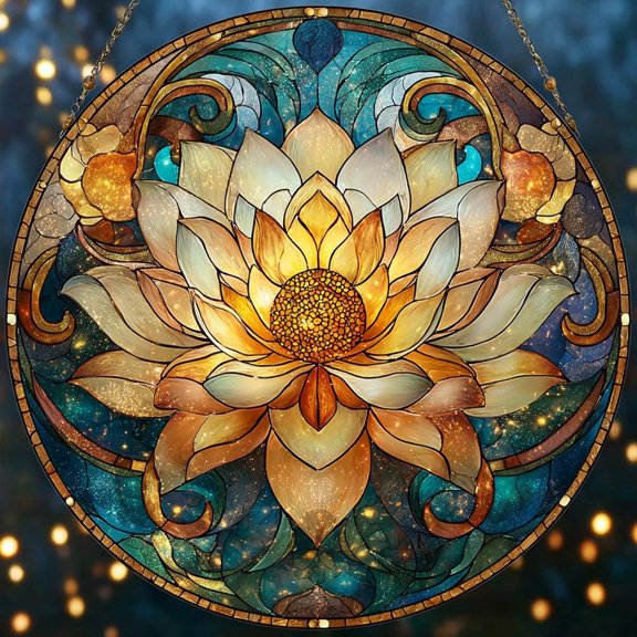 Golden Dahlia Glass Suncatcher, Radiant Floral Window Hanging, Birthday Flower, 3.5 in