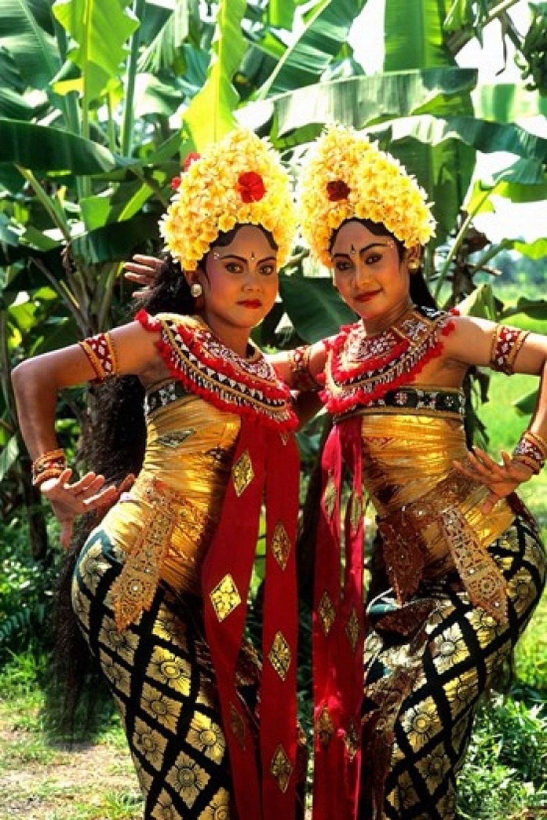 Golden Dancers in Traditional Dress Bali Indonesia Canvas Art - Bill Bachmann DanitaDelimont (24 x 36)