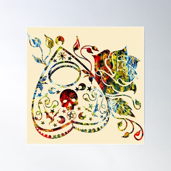 Golden Dancing Stars Abstract Mystical Planchette Poster Wall Art, Modern Wall Decor For Living Room Bedroom, 8x12 UNFRAMED