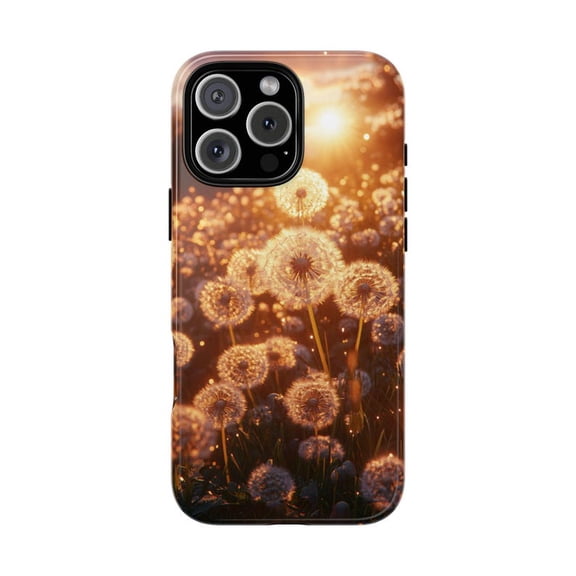 Golden Dandelions Sunrise Glow Wildflower Artistic Protective Phone Case for iPhone 11 12 13 14 15 16 17 Pro Max