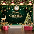 thumbnail image 1 of Golden Decor Christmas Banner Reindeer Design Holiday Backdrop Gift Boxes Snowflake Pattern New Year Background for Christmas Celebration New Year Party Indoor Decoration, 1 of 9