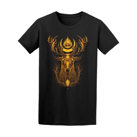 Gold Metallic Deer Head Graphic Tee Men's -Image by Shutterstock