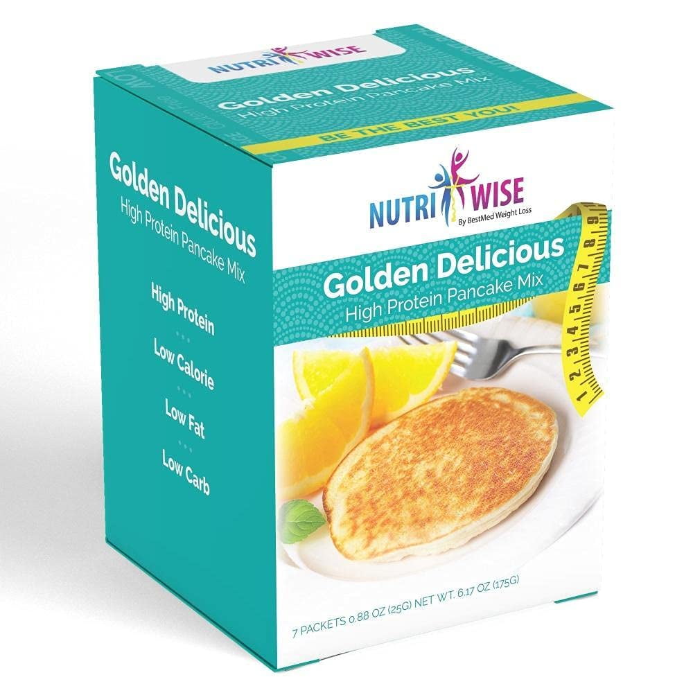 Golden Delicious Pancake Mix 15g Protein, (7/Box) Low Calorie, Keto