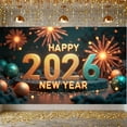thumbnail image 1 of Golden Design Happy New Year Banner Firework Elements 2026 Banner Festive Shiny Decor New Year Decoration Banner for New Year Party Holiday Celebration Family Gathering, 1 of 8