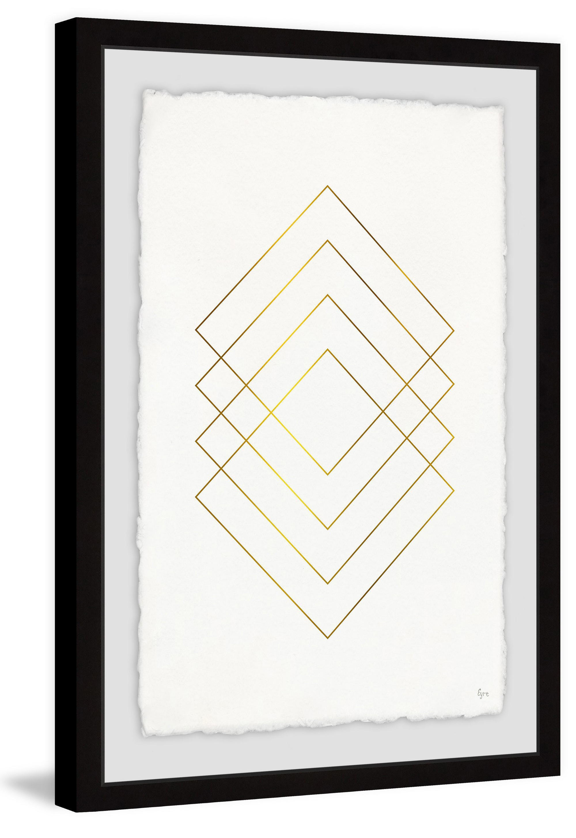 Golden Diamond Lines Framed Painting Art Print, 20.00" x 1.50"