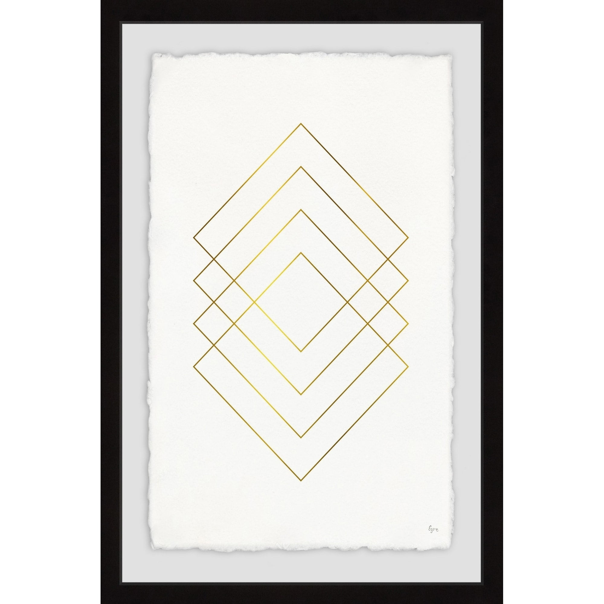 Golden Diamond Lines Framed Painting Art Print, 24.00" x 1.50"