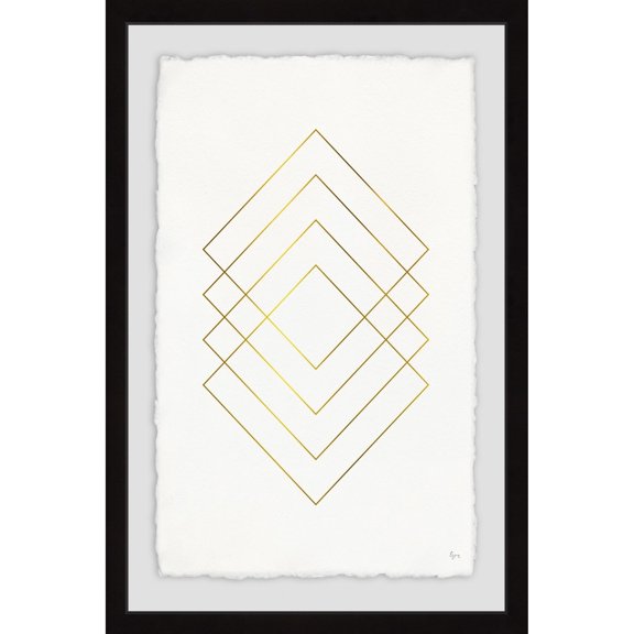 Golden Diamond Lines Framed Painting Art Print, 24.00" x 1.50"